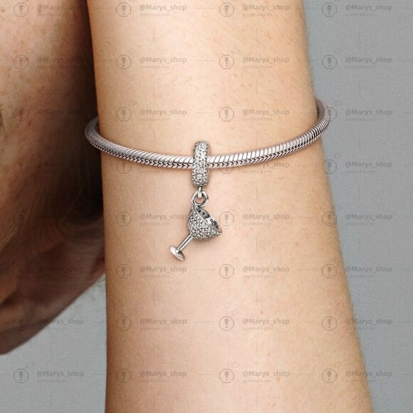Pandora Pavé Cocktail Glass Dangle Charm - Picture 2 of 2